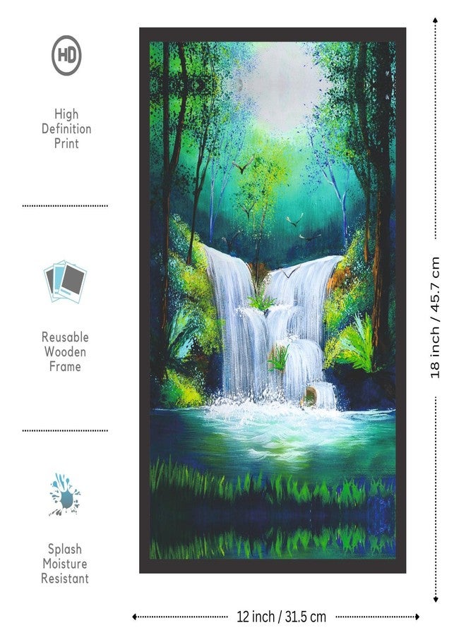 Mad Masters Waterfall Scenery Framed Photo, Wall Hanging Home Decor Painting for Living Room & Bedroom Decoration (18 x 12 Inch,Paper) - Image 2